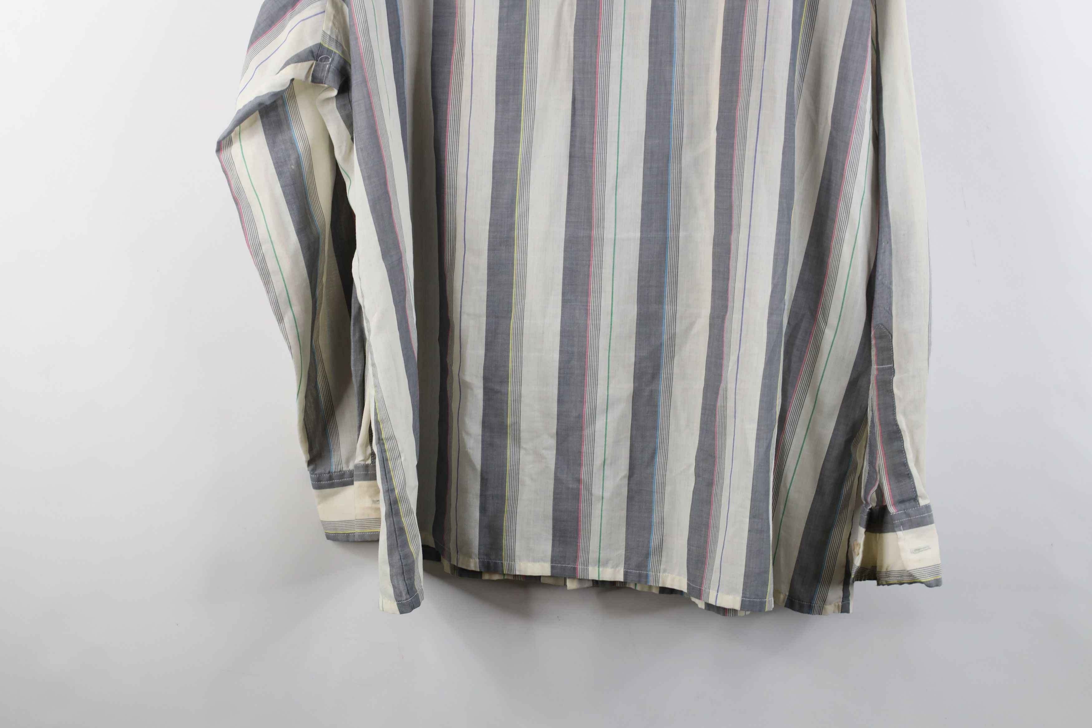 Vintage Vintage 90s Streetwear Sheer Rainbow Striped Button Shirt Size US XL / EU 56 / 4 - 14 Thumbnail