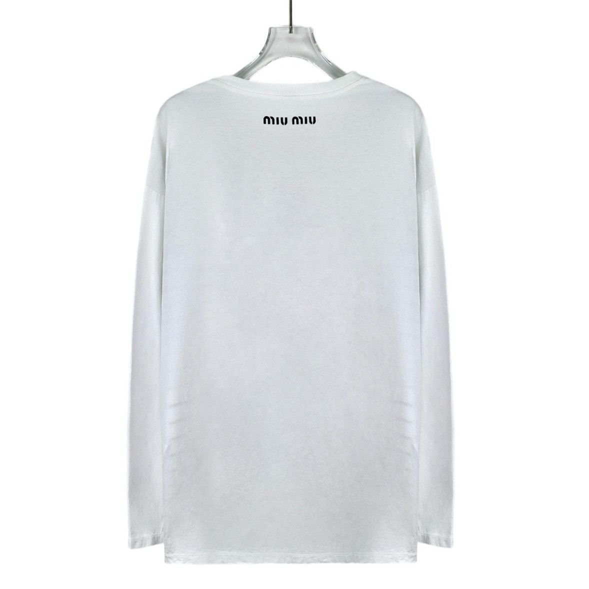 Miu Miu MiuMiu White Striped Sequin Long Sleeve T-shirt K26WX Size S / US 4 / IT 40 - 2 Thumbnail