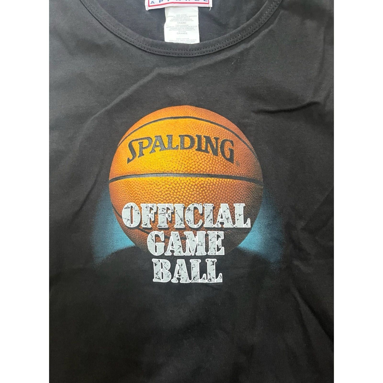 Spalding VINTAGE Spalding NBA Tank Shirt Mens L Black 90s Deadstock NWT Tank Top 100% Cotton Sleeveless Activewear Black 90s Mens Size US L / EU 52-54 / 3 - 3 Thumbnail