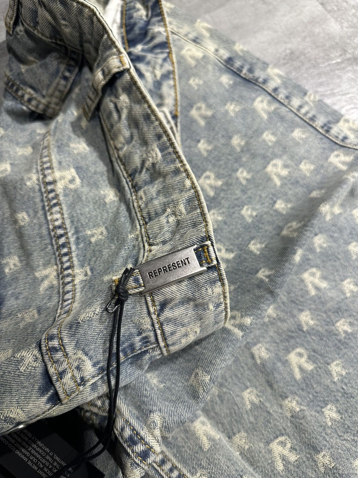 Represent Clo. Represent R3 Monogram Baggy Denim - Stone Wash Size US 33 - 5 Thumbnail