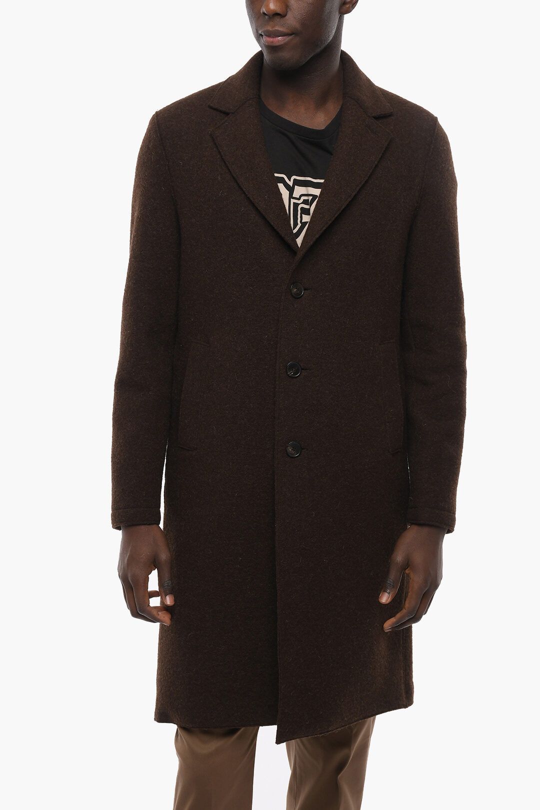 og1mm1223 Wool Breasted Coat in Brown