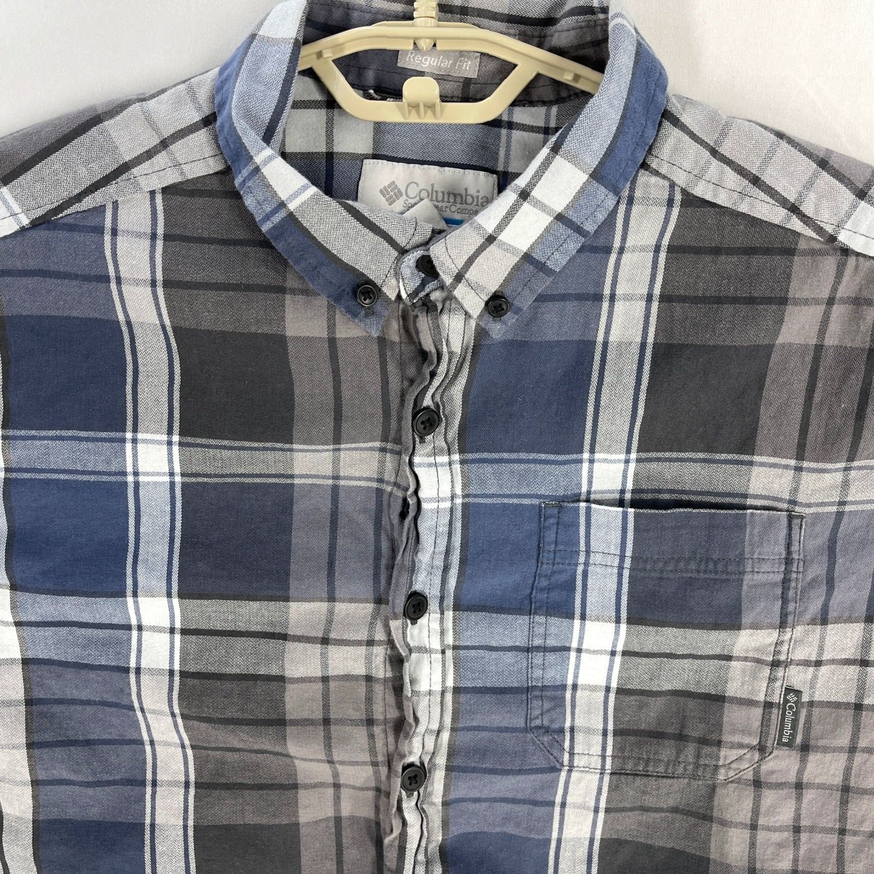 Vintage Columbia Button-Up Shirt Men M Blue Gray Plaid Outdoor Casual LightWeight All Seasons Button Closure Long Sleeve Regular Fit Collared Size US M / EU 48-50 / 2 - 2 Thumbnail