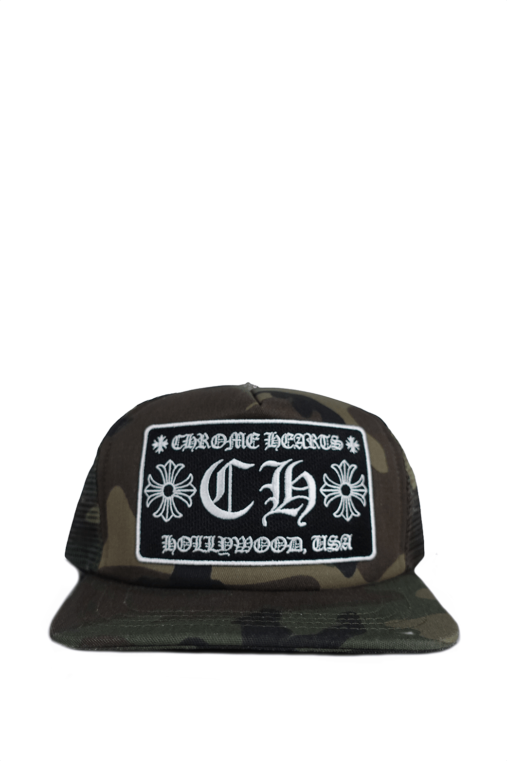 CHROME HEARTS HOLLYWOOD TRUCKER HAT CAMO