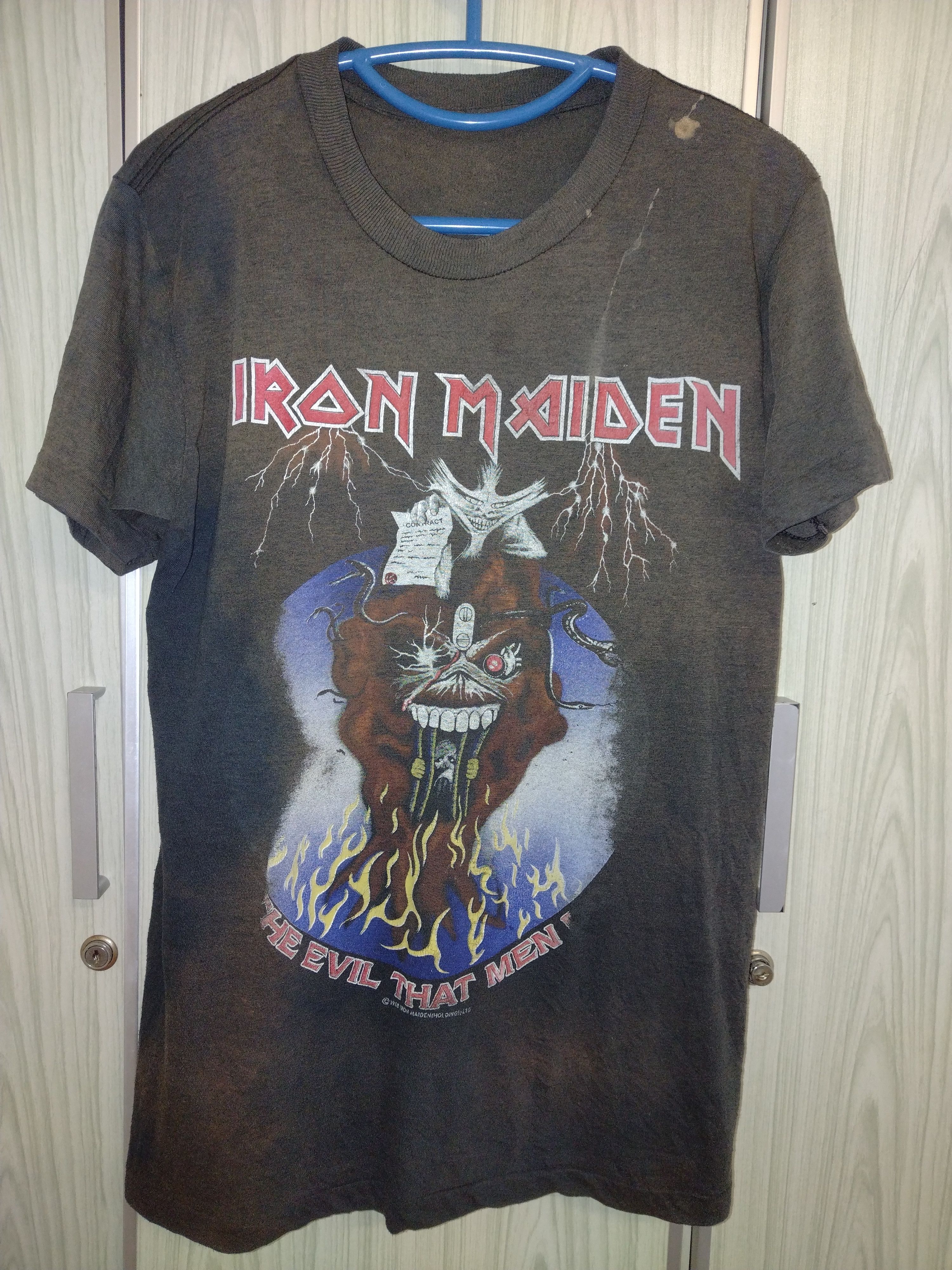 Band Tees × Iron Maiden × Vintage CRAZY SICK VTG '88 IRON MAIDEN FADED DISTRESSED Concert Tee Size US S / EU 44-46 / 1 - 1 Thumbnail