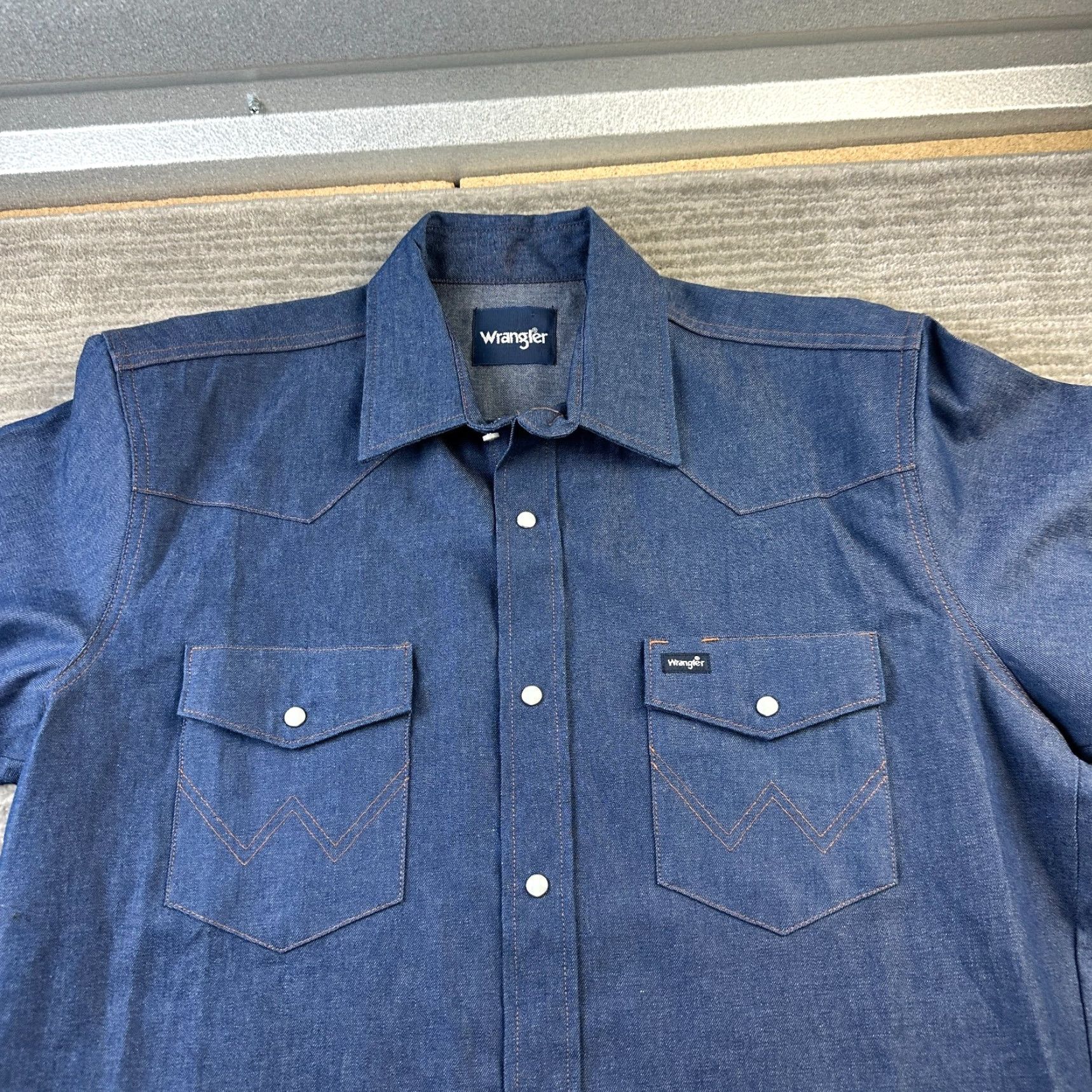 Wrangler Wrangler Shirt Mens Large Blue Denim Pearl Snap Western Size US L / EU 52-54 / 3 - 3 Thumbnail
