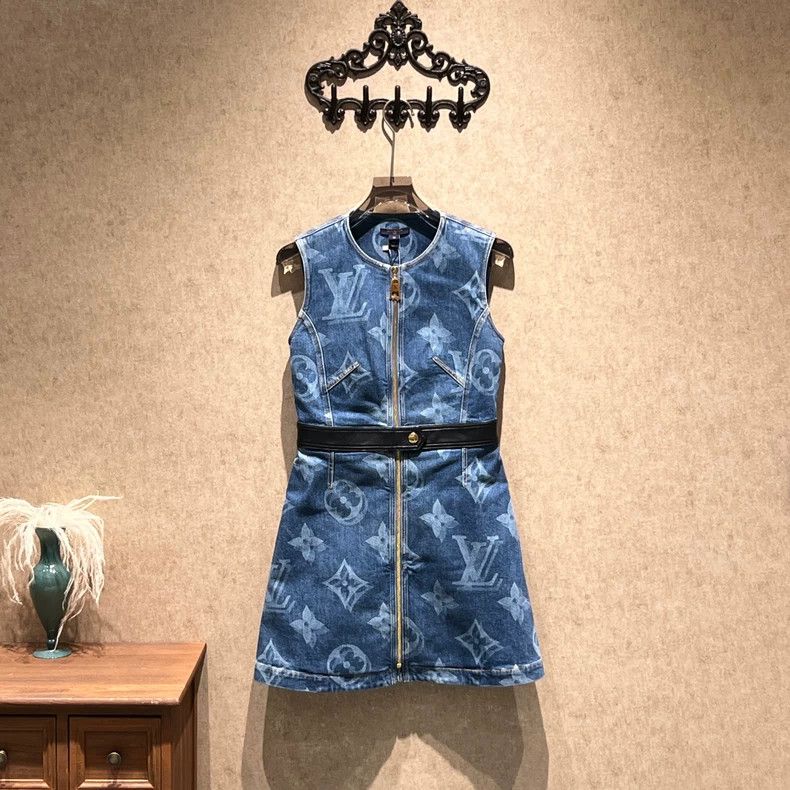 Louis Vuitton Louis Vuitton Blue presbyopic full-print denim dress Size XS / US 0-2 / IT 36-38 - 1 Thumbnail