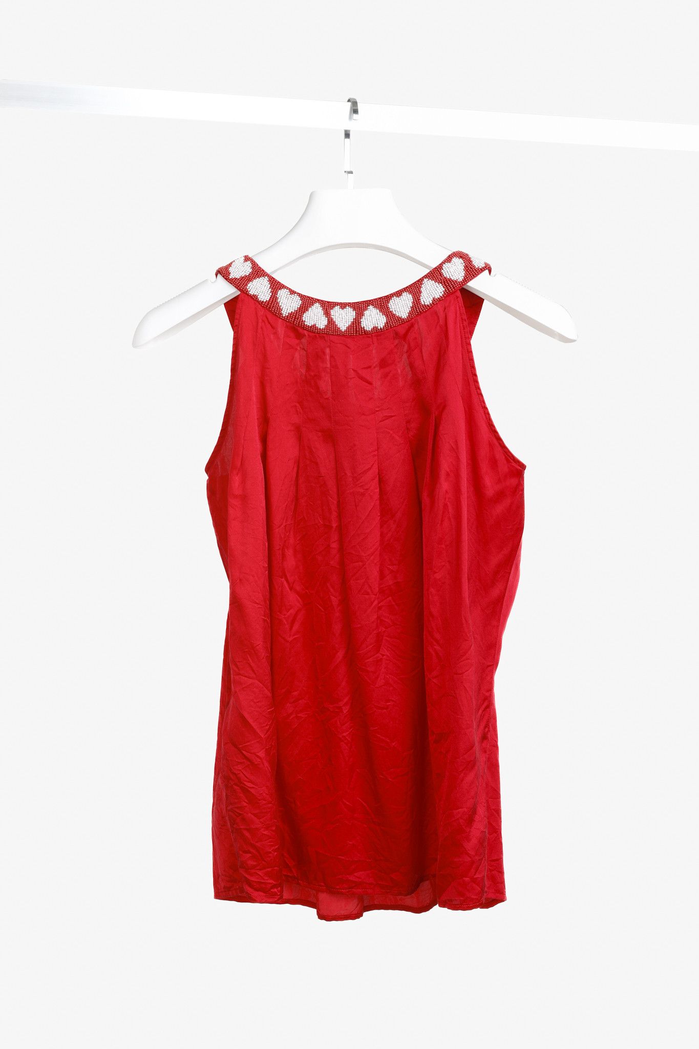 Love Moschino Love Moschino Beaded Hearts Collar Red Halter Blouse Size S / US 4 / IT 40 - 2 Thumbnail