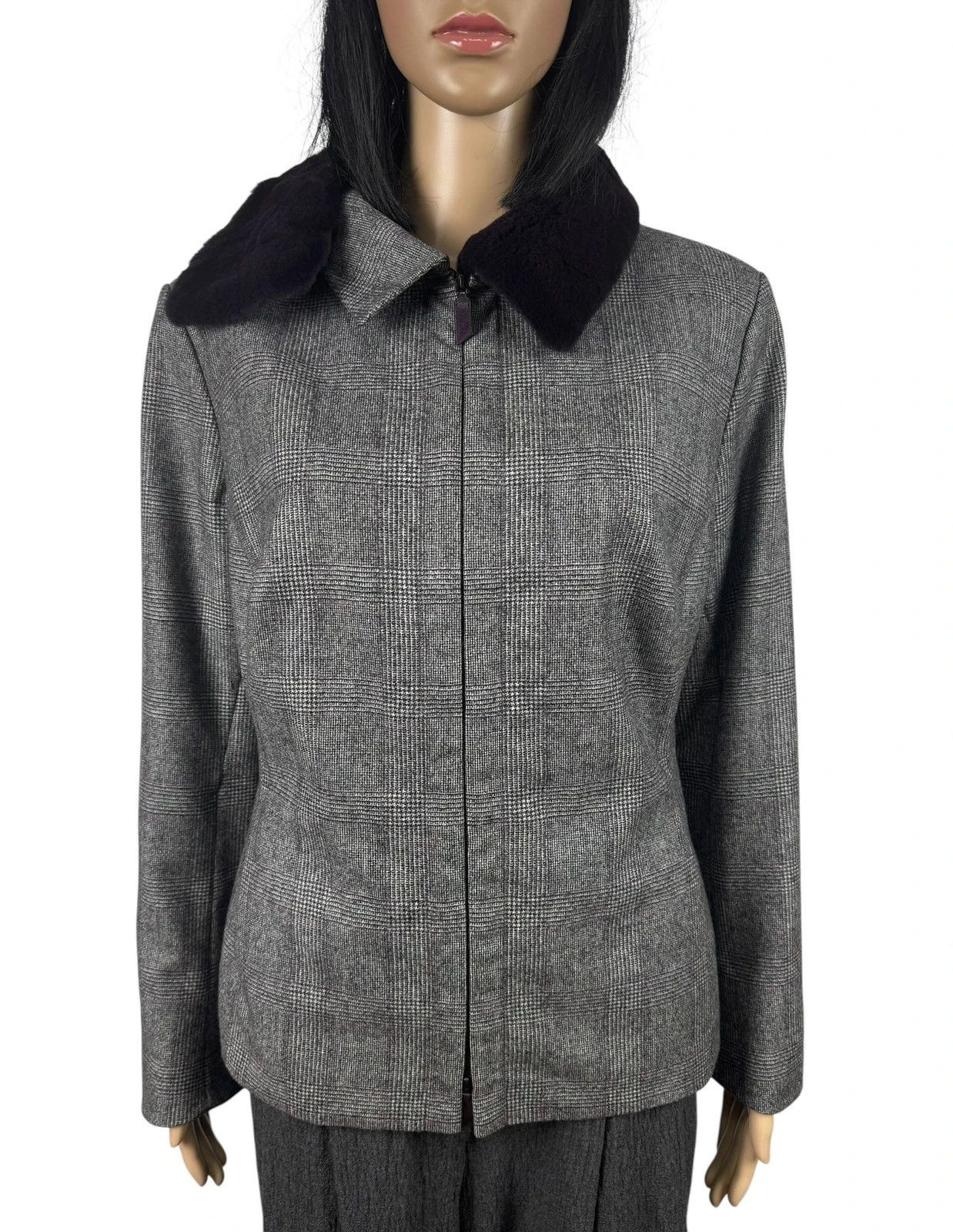 Akris Akris Wool Plaid Jacket Collared size US14 D44 Size XL / US 12-14 / IT 48-50 - 2 Thumbnail