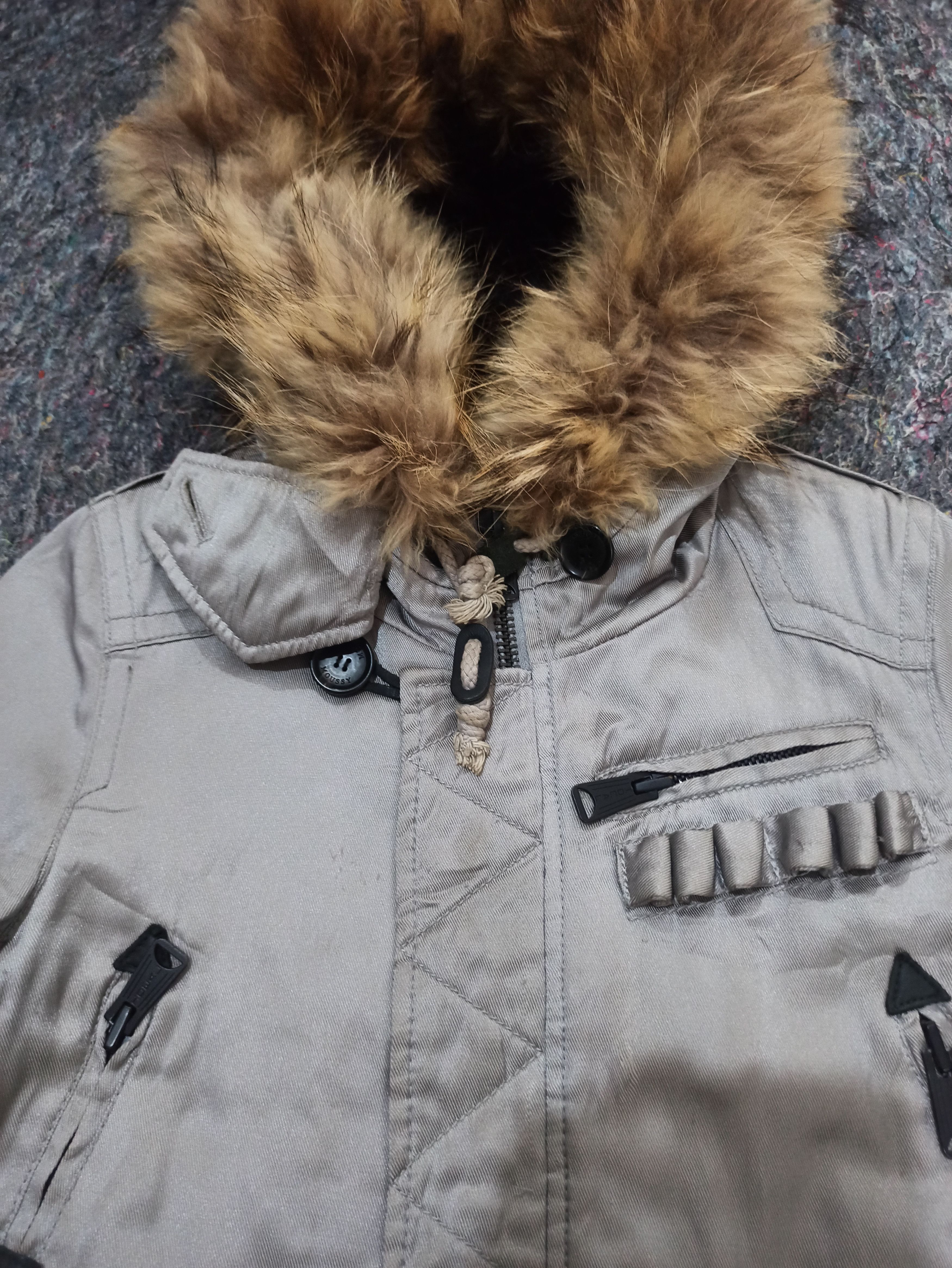 image of Hysteric Glamour x Le Grande Bleu L G B Moussy Fox Fur Hood Jacket in Silver, Men's (Size Small)