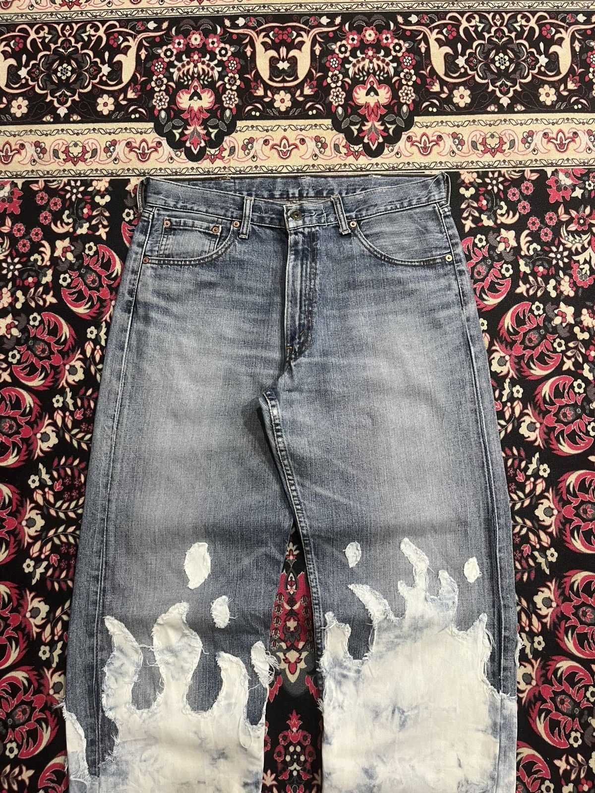 Levi's Vintage Levi’s 503 Reworked White Bleached Flames Jeans Size US 34 / EU 50 - 3 Thumbnail
