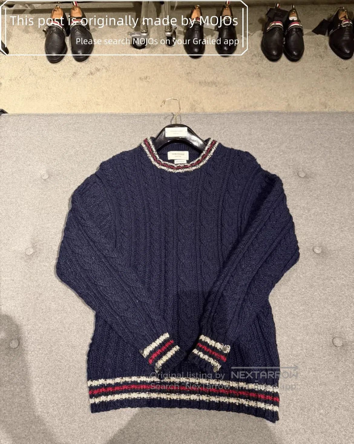 Thom Browne Sz 3 Thom Browne Bottom Stripe Navy Woven Knitwear. Size US L / EU 52-54 / 3 - 3 Thumbnail