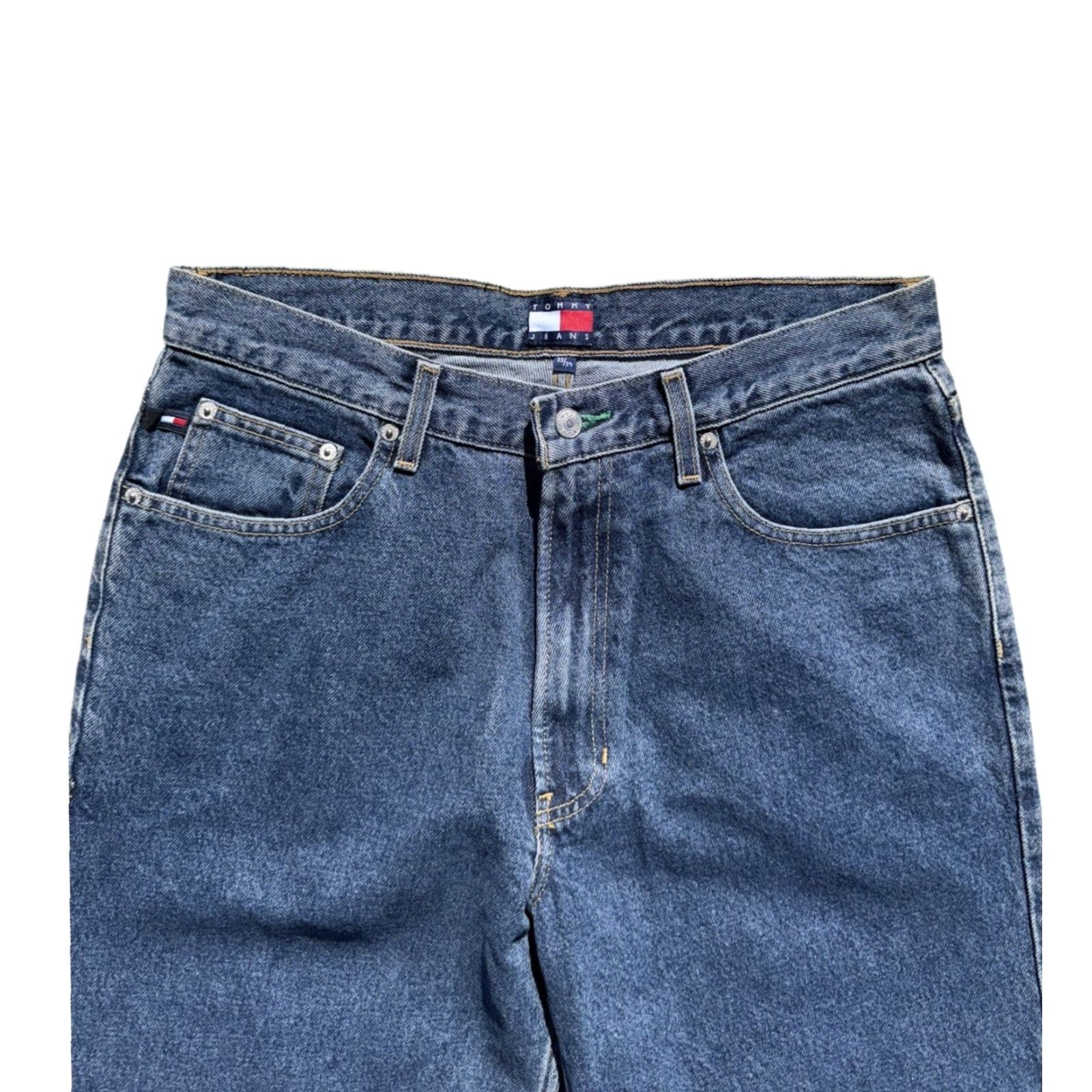 Tommy Hilfiger VINTAGE Tommy Hilfiger Jeans Wide-Leg 90s 33x34 Light Wash Blue RARE Mens Size US 33 - 3 Thumbnail
