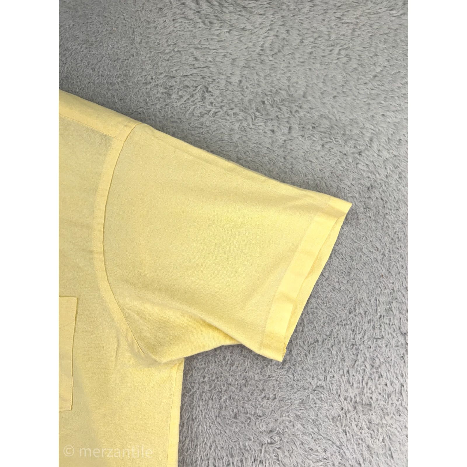 Van Heusen VANHEUSEN Shirt Mens L Yellow Button-Up Collared Oxford Cotton Blend Shirt (Short Sleeve) – Casual Workwear Twill, Regular Size L Mens Size US L / EU 52-54 / 3 - 6 Thumbnail