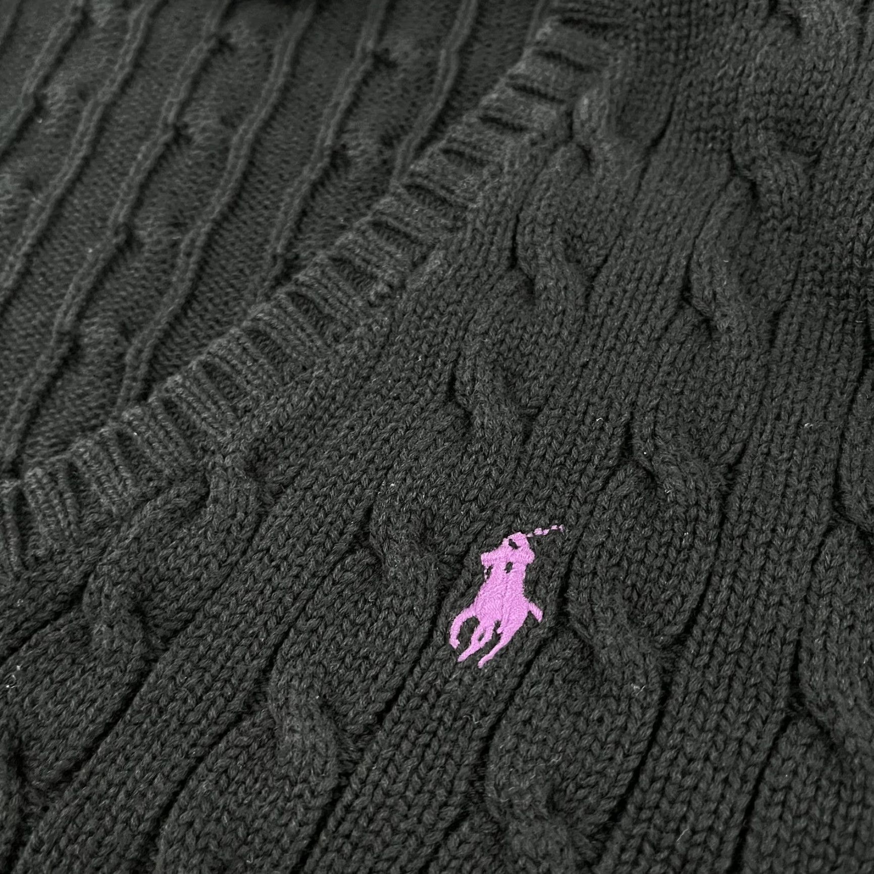 Polo Ralph Lauren Ralph Lauren Sport Sweater Women L Black Cable Knit V-Neck Pullover Classic Preppy Size L / US 10 / IT 46 - 2 Thumbnail