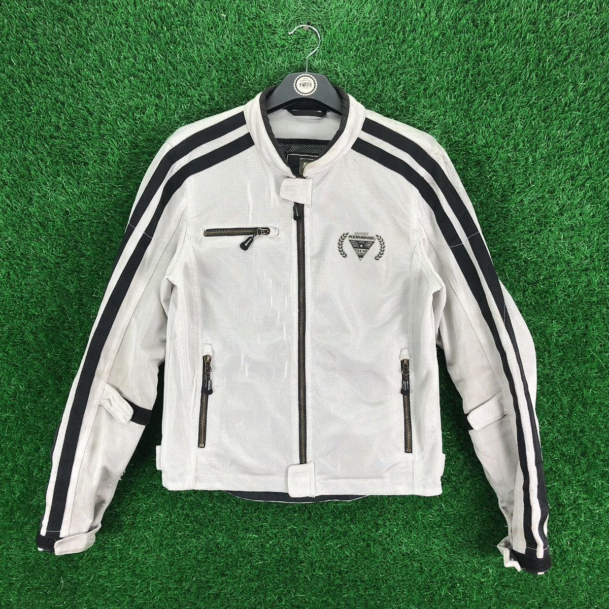 image of Racing x Vintage Komine Safety Biker Motocycle Jacket in Grey, Men's (Size Small)