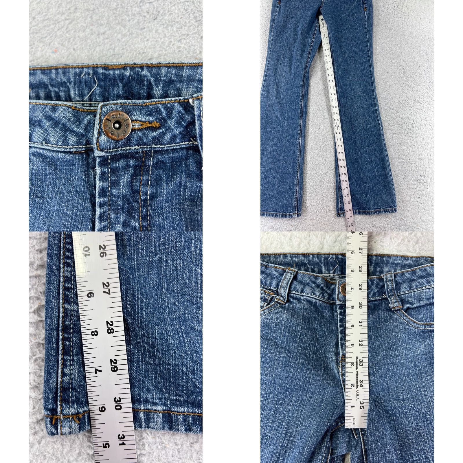 Vintage L.e.i. Jeans Womens 5 Blue Denim Flared Embellished Eagle Embroidery 27x31 Size 27" / US 4 / IT 40 - 8 Thumbnail