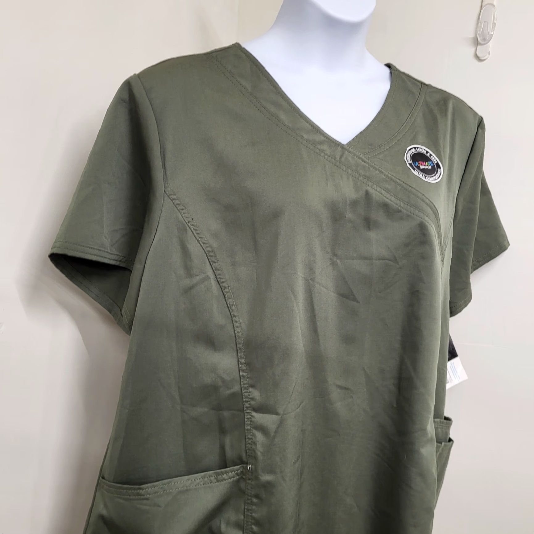 Vintage NWT Scrubstar Ultimate Scrubwear Mock Wrap Top Women's Size 3X Golden Moss Scrubwear Solid Polyester Rayon Spandex Size XXL / US 16-18 / IT 52-54 - 3 Thumbnail