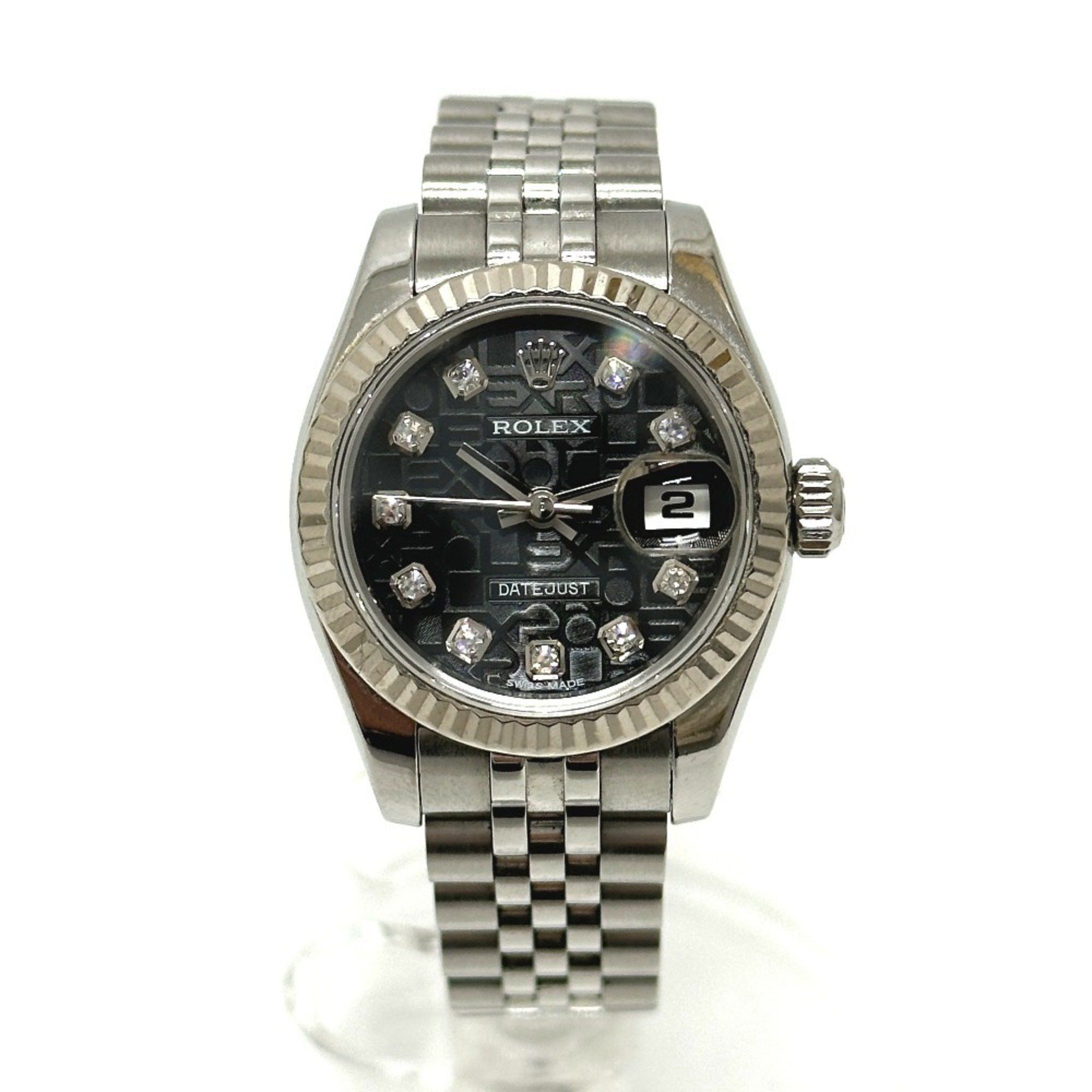 Rolex 179174G 10P Diamond Computer Random Automatic Watch Ss Wg Ladies White in Black, Women's
