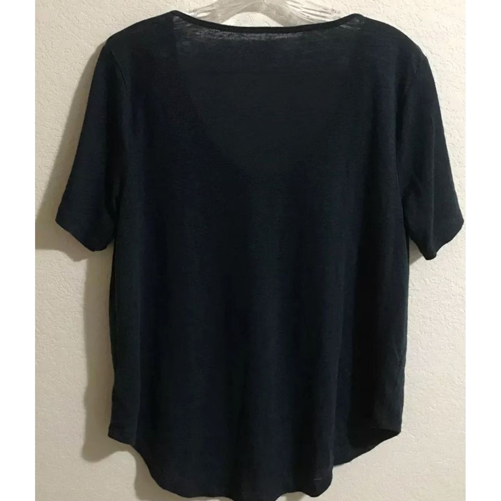 Old Navy Old Navy Blouse Shirt Womens Medium Green Blue Short Sleeve Scoop Neck Pullover Relaxed Linen Polyester B431 Size M / US 6-8 / IT 42-44 - 2 Thumbnail