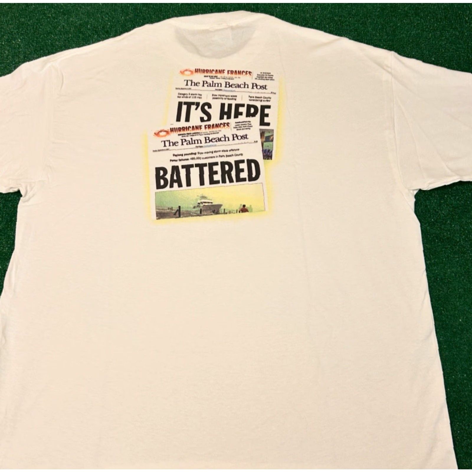 Vintage VINTAGE Florida Hurricane Palm Beach News Paper VTG Shirt Mens XL White 90s Y2K Nature Hip Hop Shirt Mens XL Size US XL / EU 56 / 4 - 2 Thumbnail
