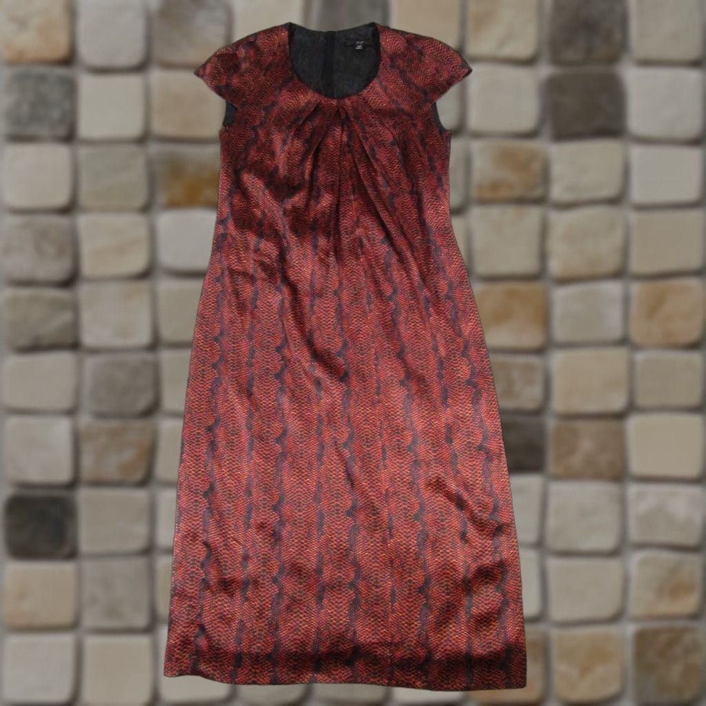 Vintage Hugo Boss Dress Womens 2 Red Satin Silk Knee Length A-Line Pencil Sheath 100% Silk Size XS / US 0-2 / IT 36-38 - 1 Thumbnail