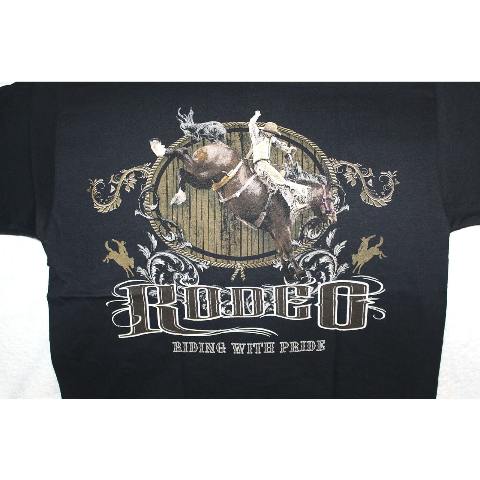 Vintage VINTAGE Cowboy Rodeo T-Shirt Men XL Graphic Short Sleeve Black Horse Riding Bull Riding Western Size US XL / EU 56 / 4 - 4 Thumbnail