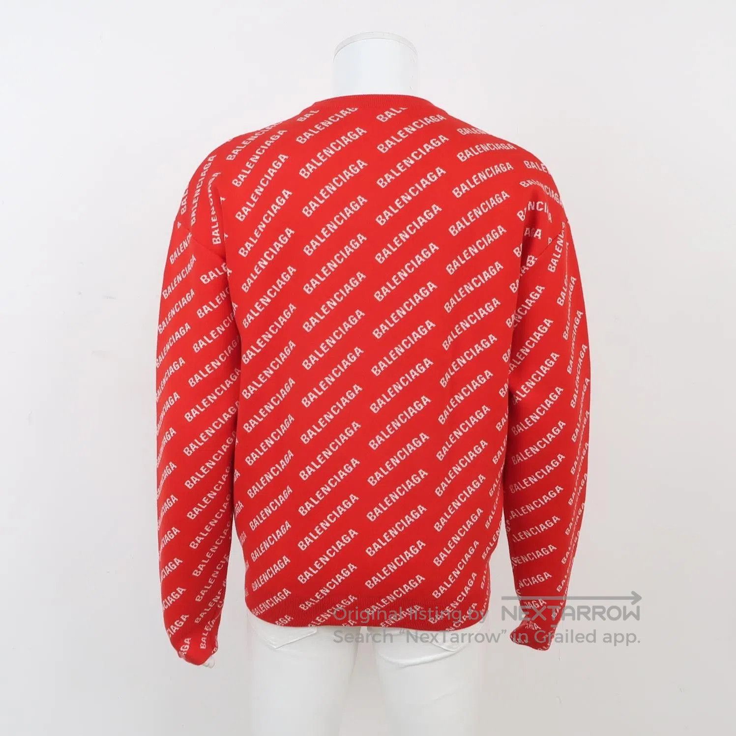 Balenciaga Balenciaga Red Logo Print Cotton Crewneck Sweater S. Size US S / EU 44-46 / 1 - 1 Thumbnail