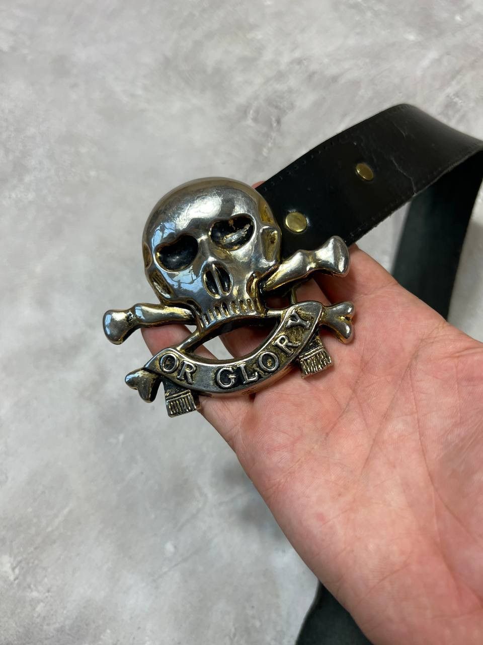 Japanese Brand × Vintage Vintage Y2k Skull Leather Belt Size ONE SIZE - 3 Thumbnail