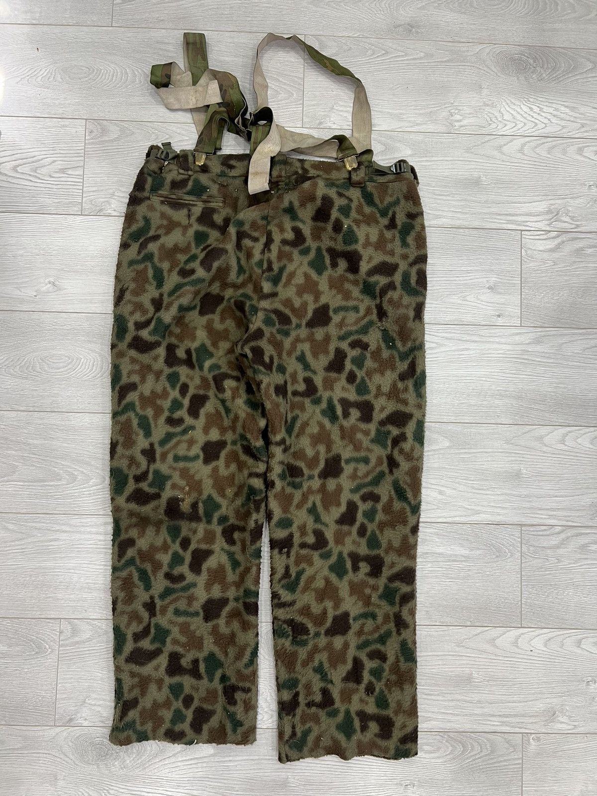 Woolrich Woolen Mills Vtg Woolrich Duck Camo Fleece Pants Removable Suspenders XL Size US 36 / EU 52 - 2 Thumbnail