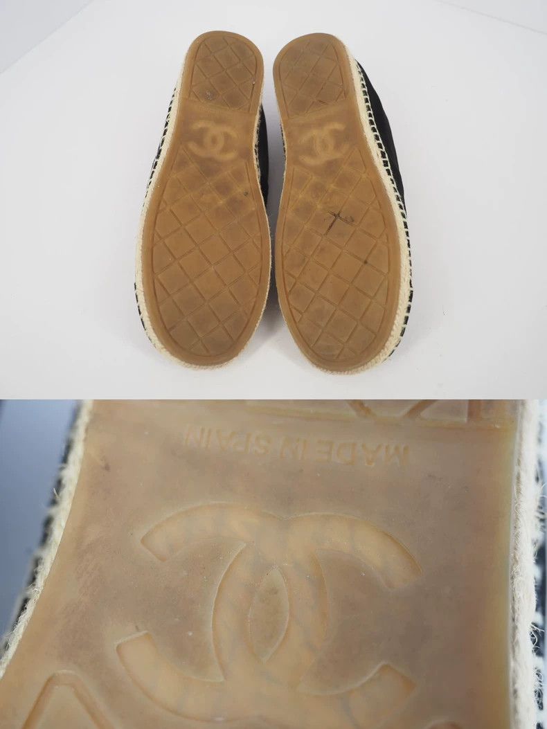 Chanel ChanelBlack and gold letter velvet fisherman's shoes 2503-N Size US 5 / EU 37 - 6 Thumbnail