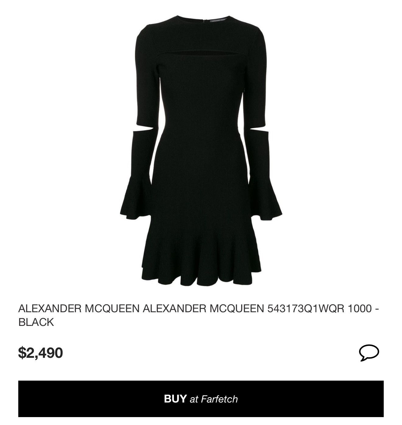 Alexander McQueen 🇮🇹 RRP $2490 Alexander McQueen Black Cut-Out Sleeve Dress Size XS / US 0-2 / IT 36-38 - 1 Thumbnail