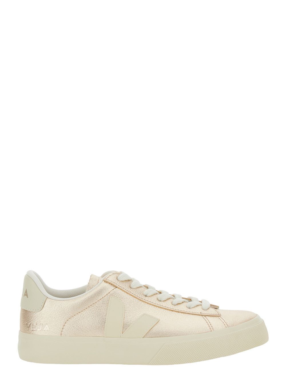 Veja Sneaker 'Campo' with Contrast Heel with Lettering Logo and Logo Patch on the Side in Metallic Leather Unisex Size US 6 / IT 36 - 1 Thumbnail