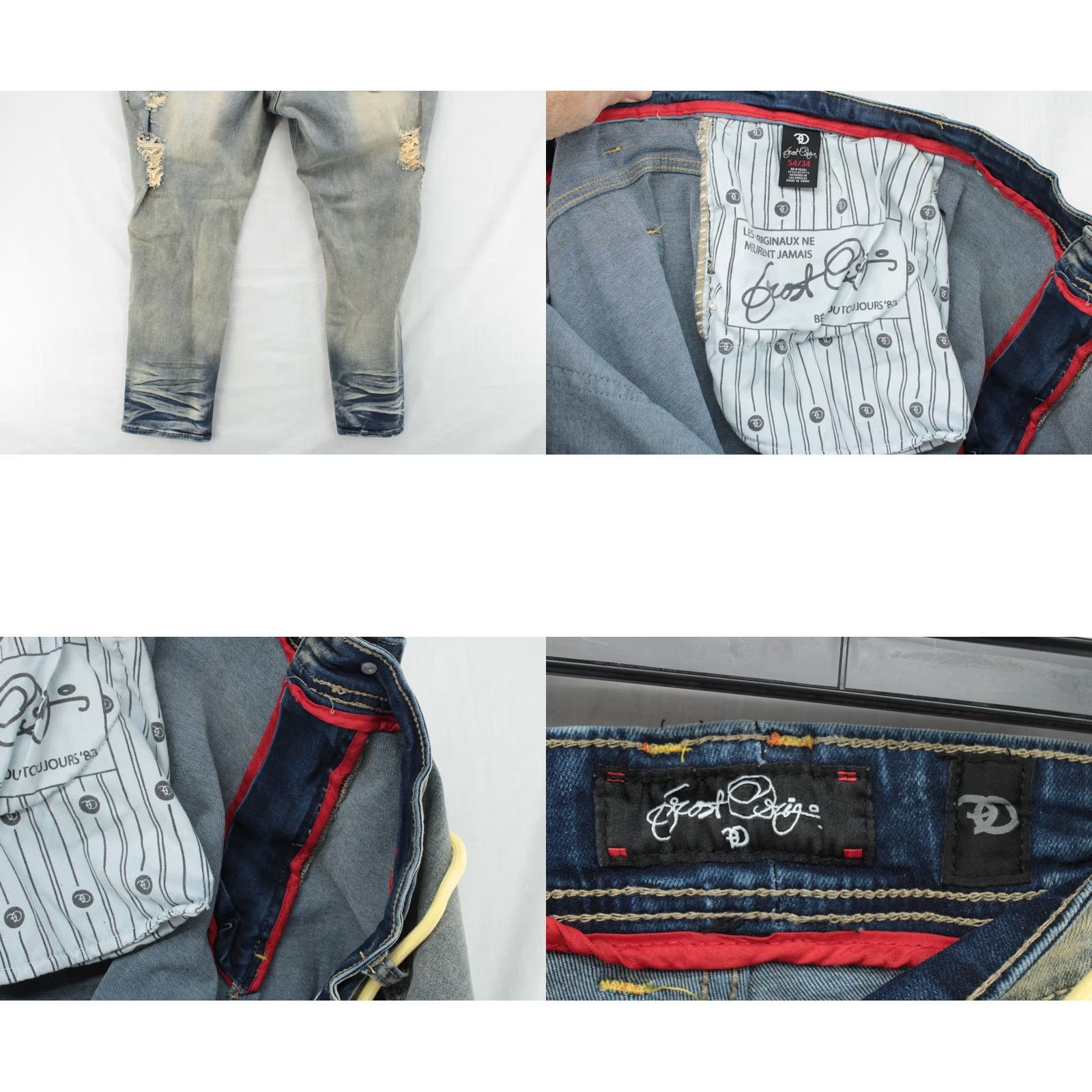 Vintage Frost Jeans Mens 54X33 Light Blue Gorpcore Grunge Distressed 5-Pocket Denim Regular Straight Big & Tall 54 Mens Jeans Size US 38 / EU 54 - 8 Thumbnail