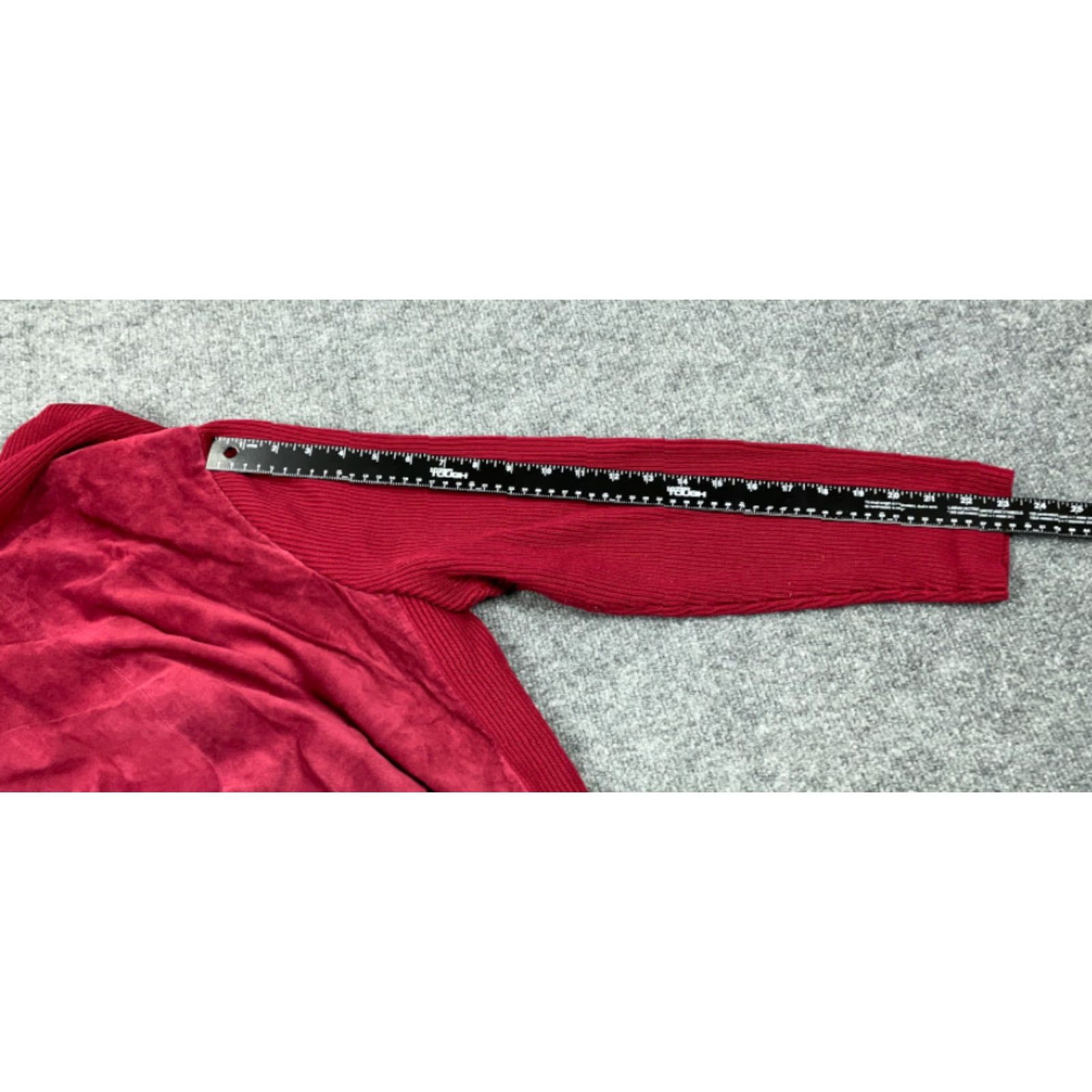 Vintage Vtg Dark Red Suede Shawl Collar Knit Button Up Jacket Women’s Medium Sweater Size M / US 6-8 / IT 42-44 - 7 Thumbnail