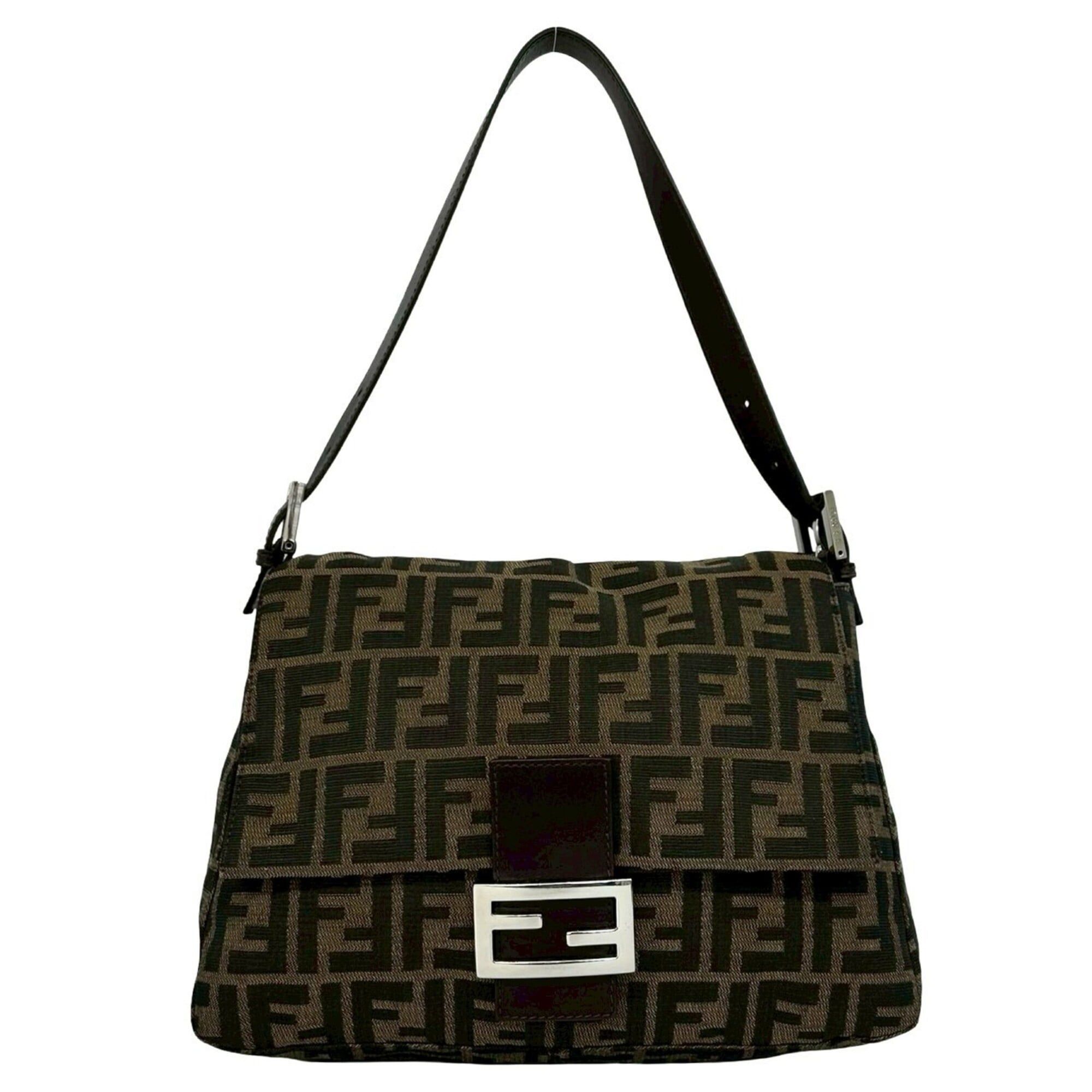Fendi FENDI Mamma Bucket Zucca FF Logo Pattern Canvas Leather Semi Shoulder Bag Handbag Brown 20463 Size ONE SIZE - 1 Thumbnail