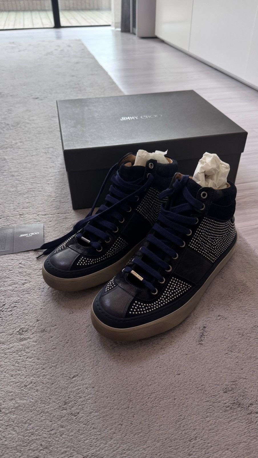 Jimmy Choo Belgravi Studded Hi Top Sneakers Hi Top Sneakers