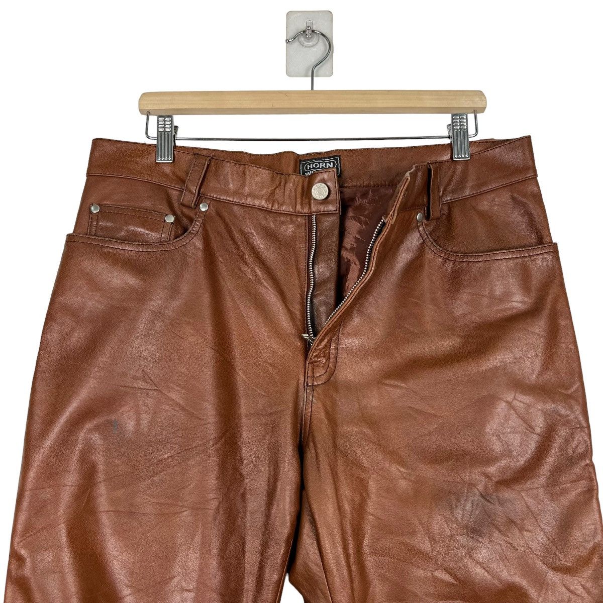 Issey Miyake 🔥 ISSEY MIYAKE HORN WORK LEATHER TROUSER PANTS Size US 36 / EU 52 - 10 Thumbnail