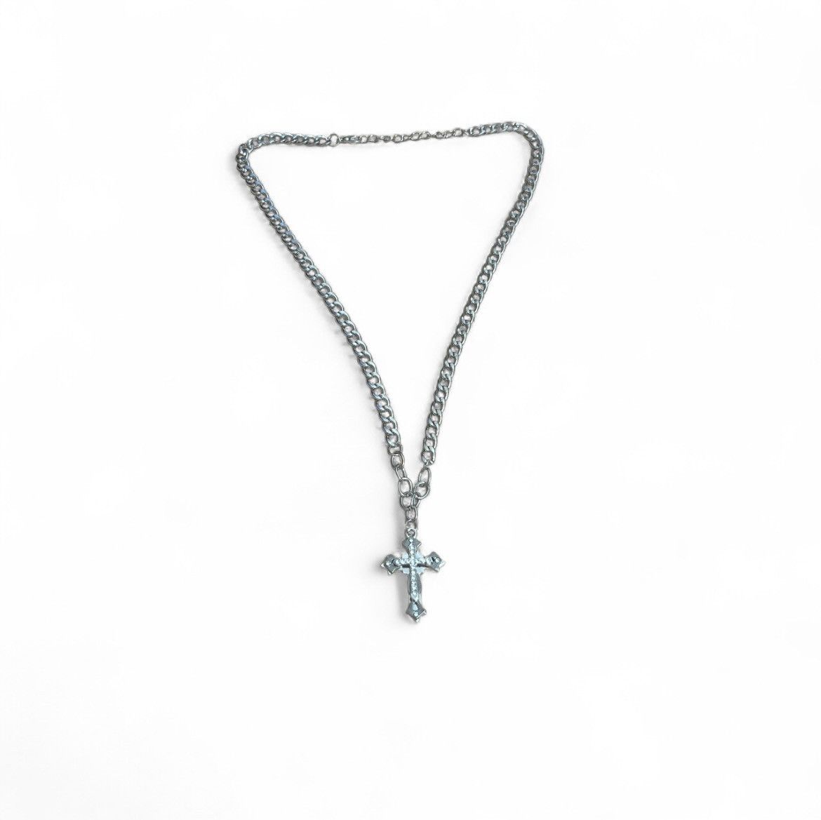 Japanese Brand Hiphop Style Cross Necklace Goth Streetwear Diamond Necklace Size ONE SIZE - 1 Thumbnail