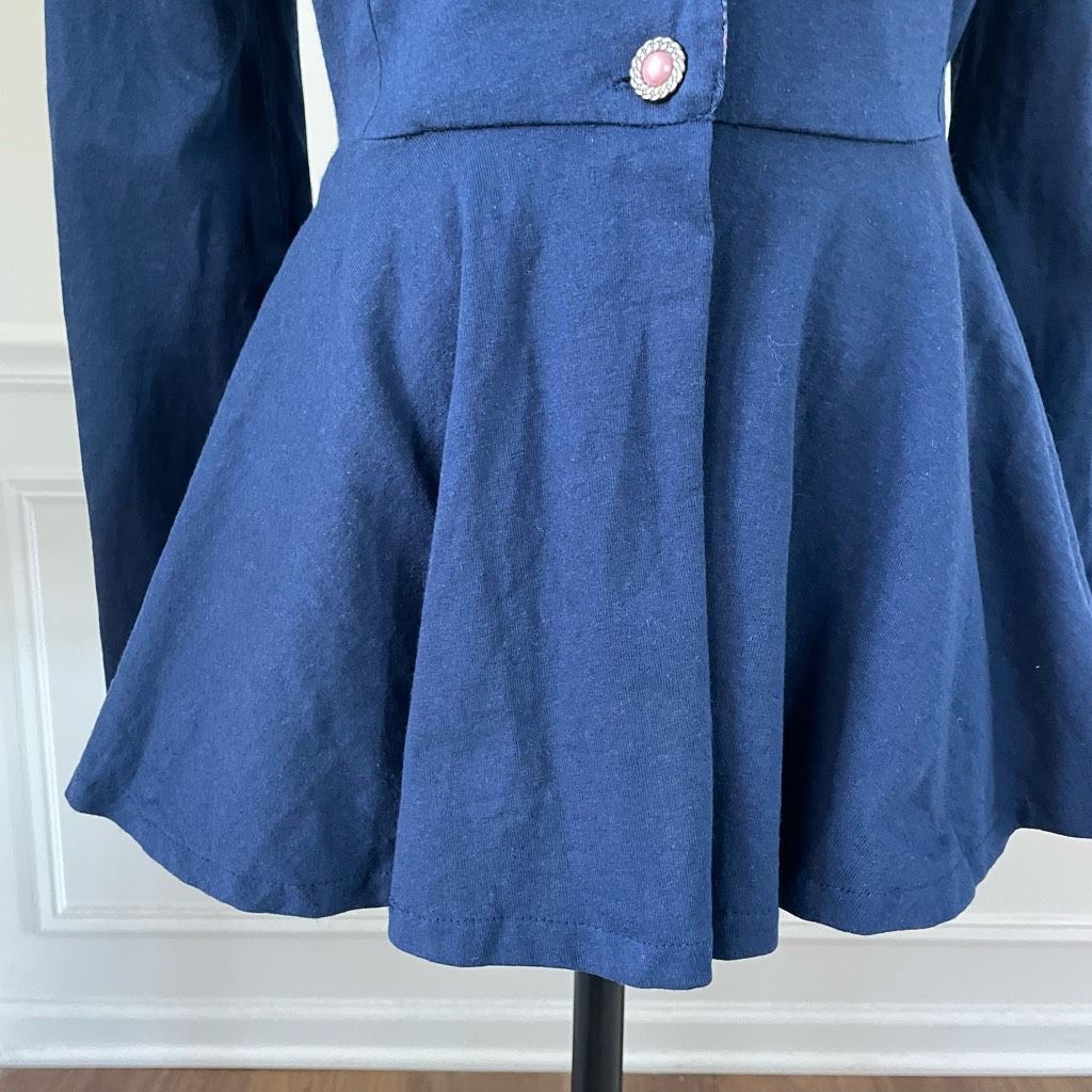 Vintage Vintage 80s IN2 Peplum Cardigan Jacket Dark Blue M Size M / US 6-8 / IT 42-44 - 4 Thumbnail