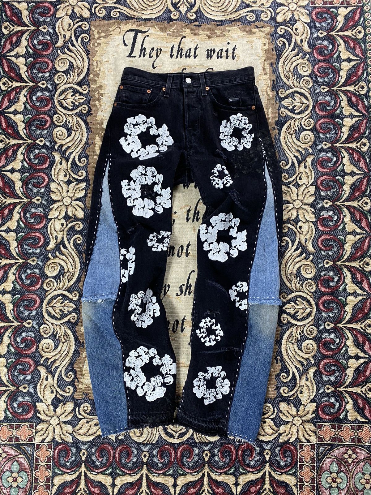 DENIM TEARS × Levi's DENIM TEARS Re-worked Levi’s [ PAIN ✞ ] Size US 28 / EU 44 - 1 Thumbnail
