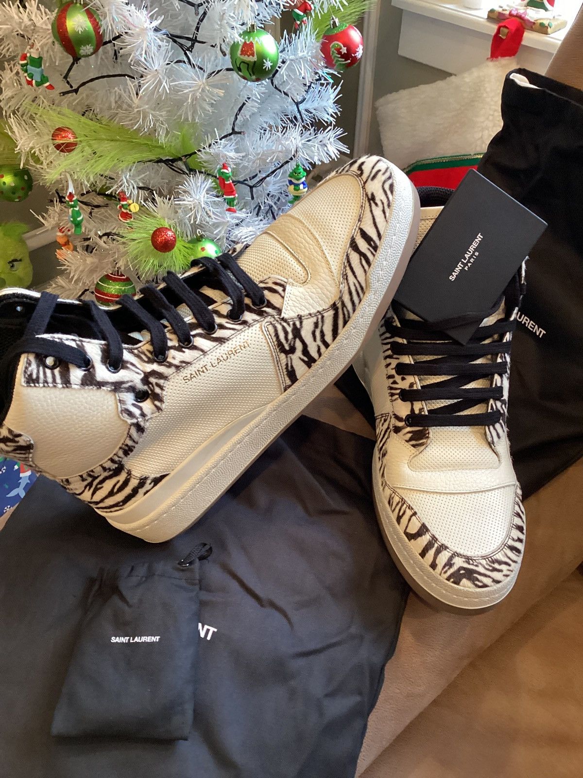 Saint Laurent Court Classic Sneakers – Zebra Print