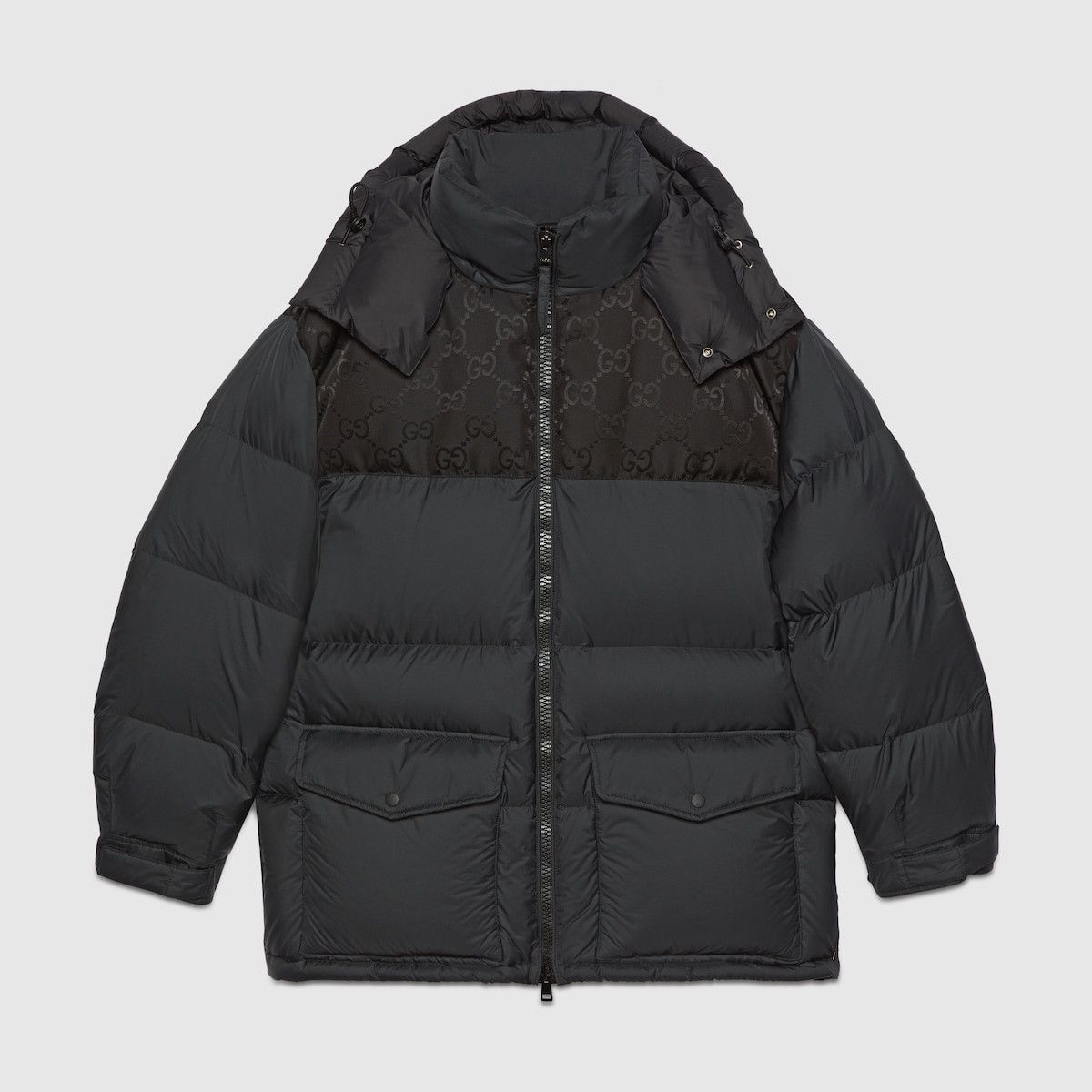 Gucci o1s1wg110225 Nylon Down Jacket With GG Inserts in Black Size US L / EU 52-54 / 3 - 1 Thumbnail