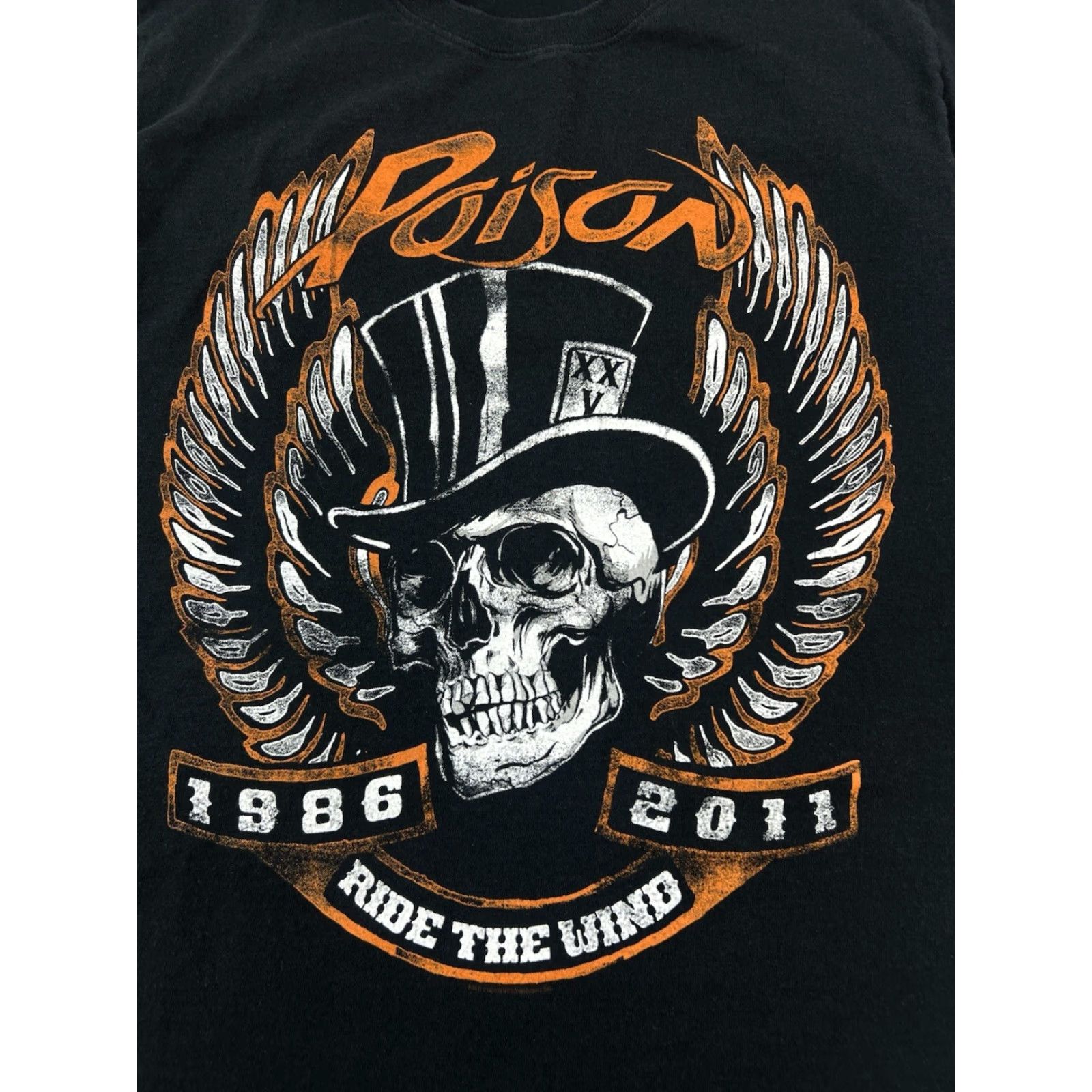 Vintage VINTAGE Poison Rock Band Black Skull Ride The Wind Motorcycle T Shirt Small Size US S / EU 44-46 / 1 - 4 Thumbnail