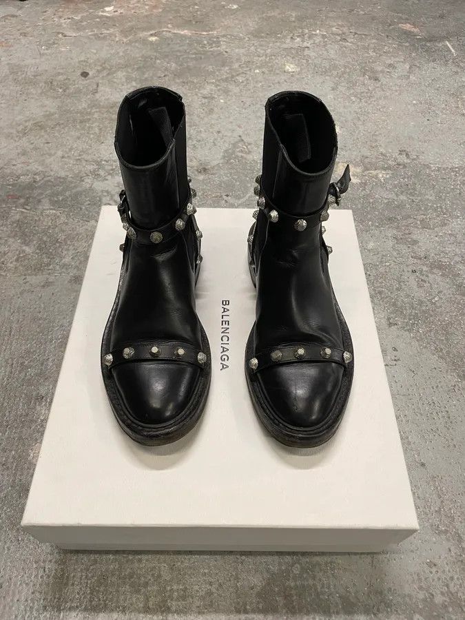 Balenciaga Balenciaga Black Studded High Ankle Leather Boots Size US 6 / IT 36 - 4 Thumbnail