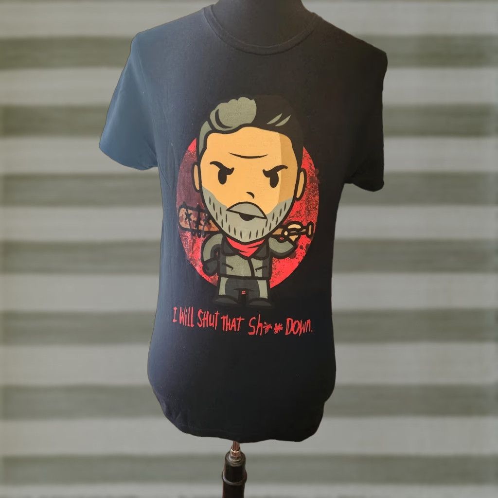 Vintage TWD The Walking Dead Negan I Will Shut That * Down Shirt Mens M Black 100% Cotton Crew Neck Graphic Print Horror TV Size US M / EU 48-50 / 2 - 1 Thumbnail