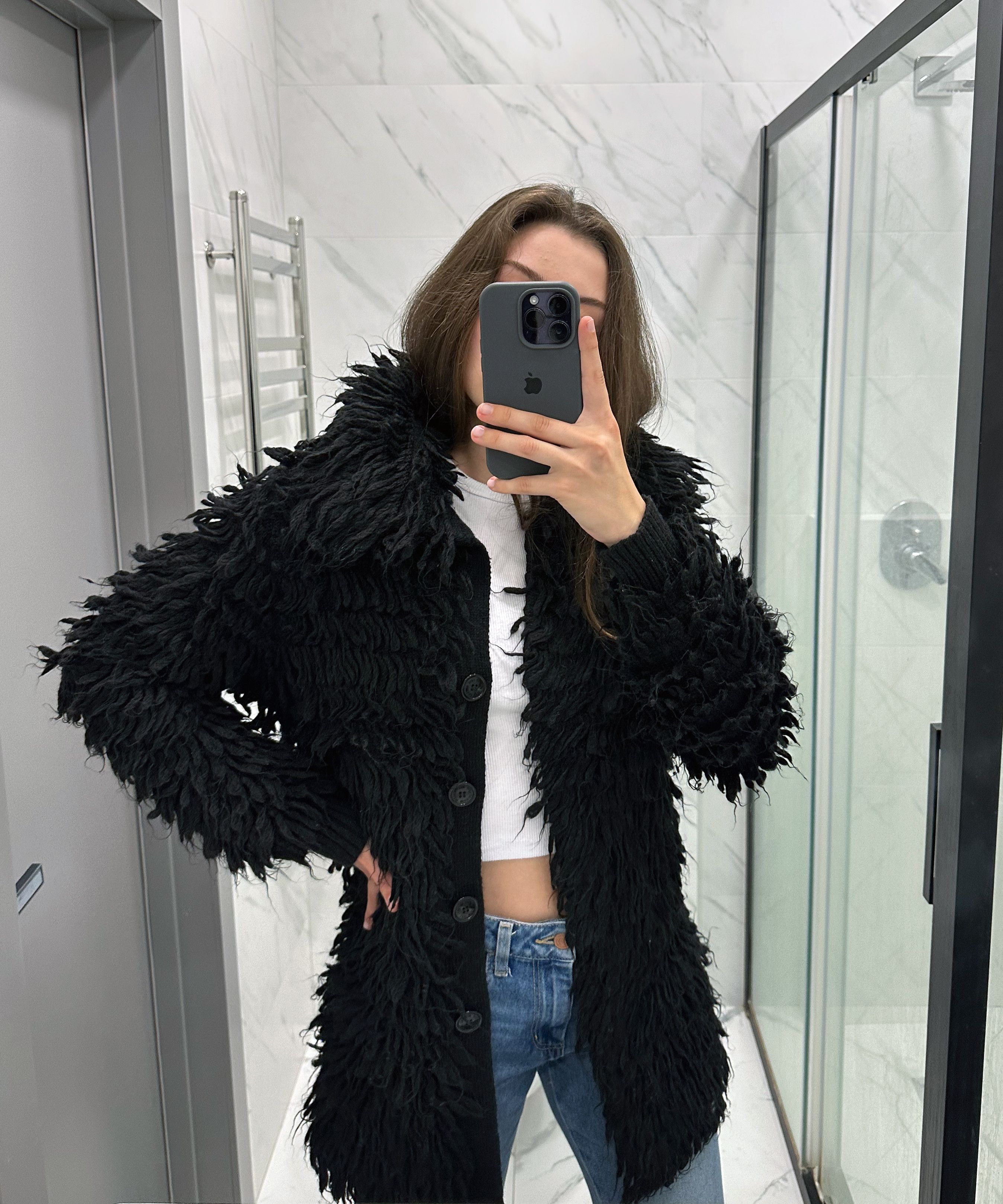 Moschino MOSCHINO Fringe Sweater Wool Cardigan Coat Jacket Black Size S / US 4 / IT 40 - 2 Thumbnail
