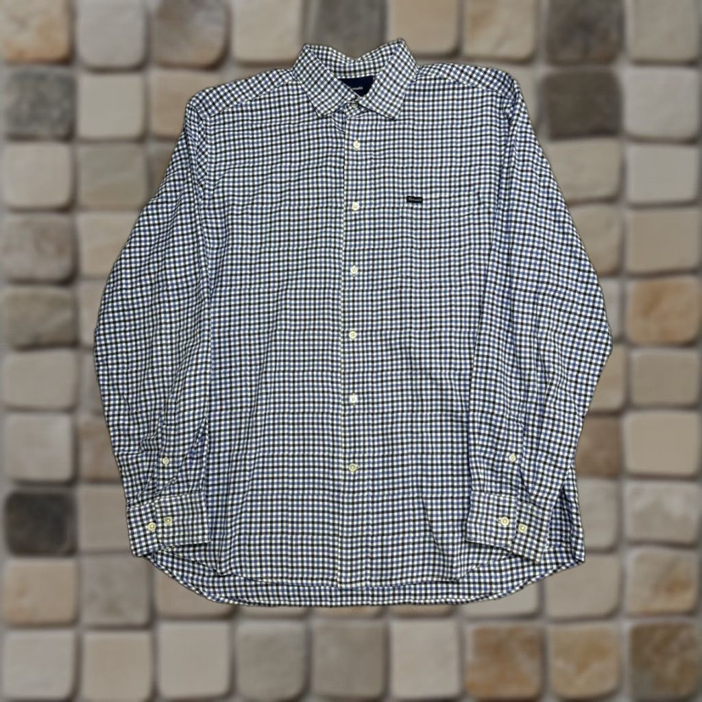 Faconnable VINTAGE Faconnable Classique Deauville Shirt Mens XL Blue Cotton Gingham Check Button Up Size US XL / EU 56 / 4 - 1 Thumbnail