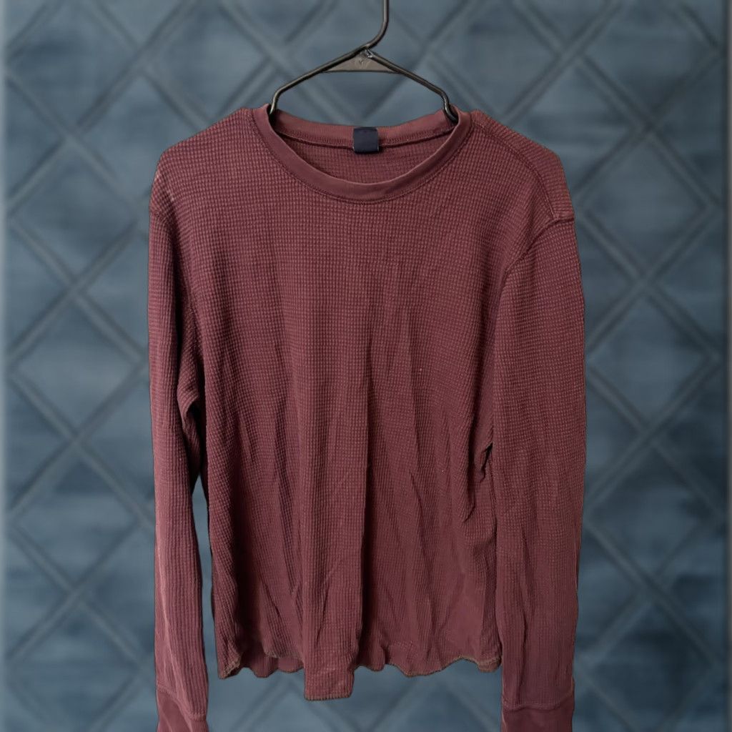 Gap Gap Mens Waffle Knit Thermal Shirt Size M Long Sleeve Maroon Y2K Classic Fit Size US M / EU 48-50 / 2 - 1 Thumbnail