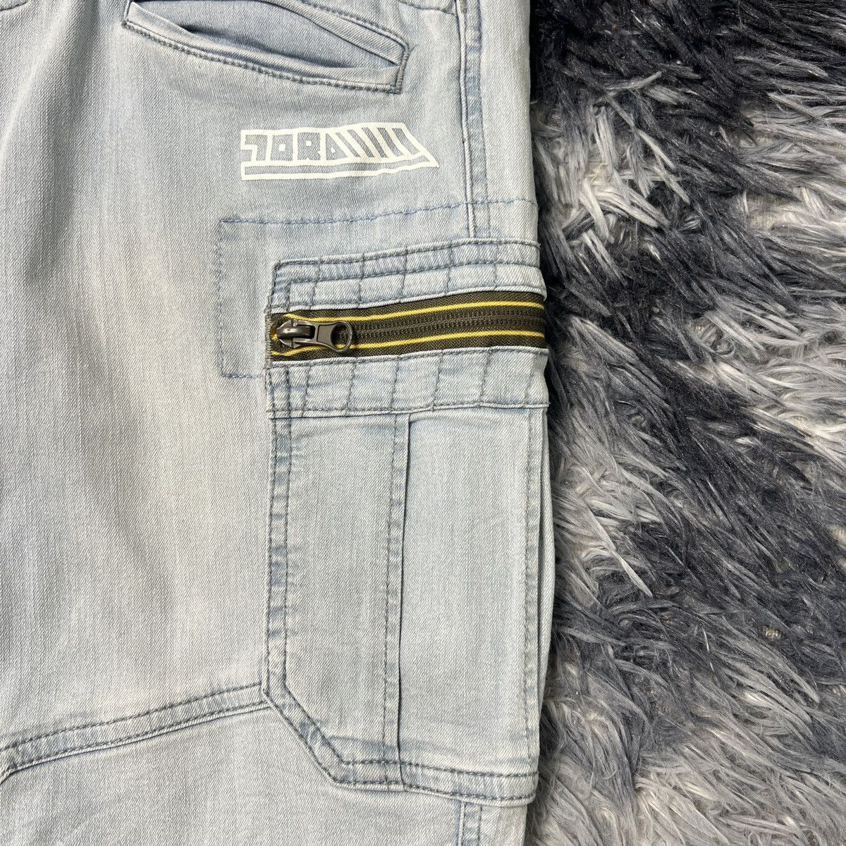 Japanese Brand Tora Double Knee Denim Cargo Pants Size US 31 - 5 Thumbnail