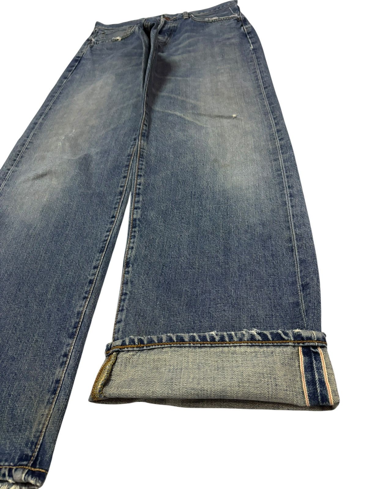 Edwin Vtg Edwin Japan 505x Selvedge Distressed Jeans Size US 30 / EU 46 - 4 Thumbnail
